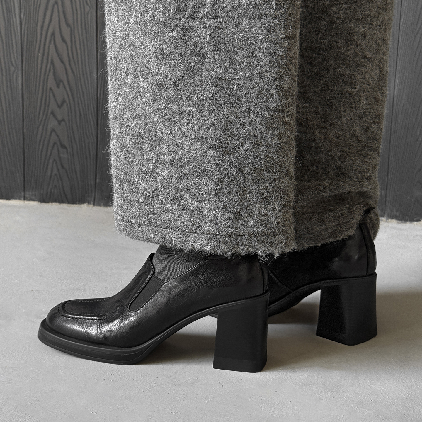 【7.5cm/羊皮】复古方头粗跟短靴女秋冬百搭软皮英伦风TX13-257