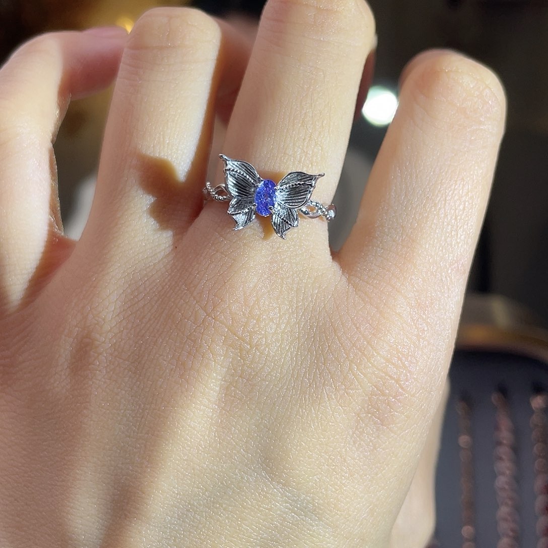 戒指银S925镶嵌坦桑石