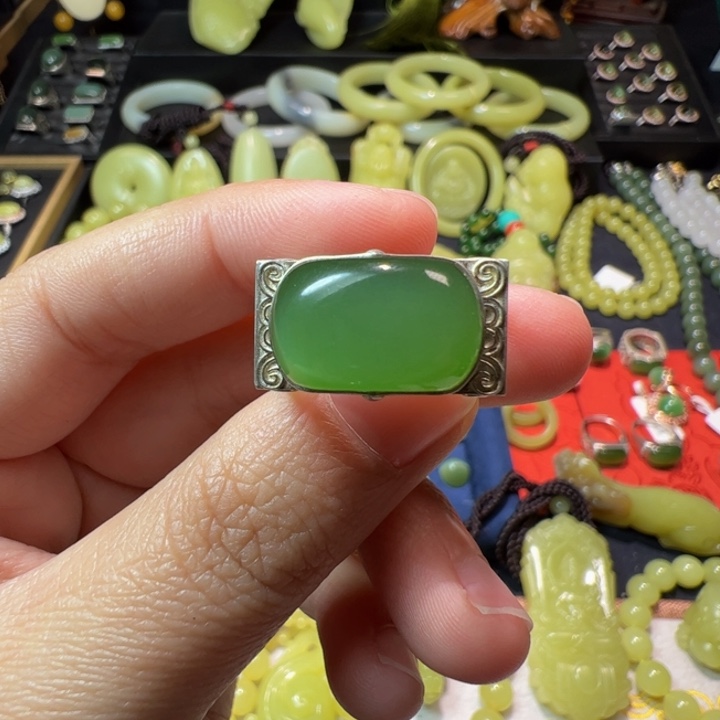 和田玉（碧玉）颈饰银S925镶嵌