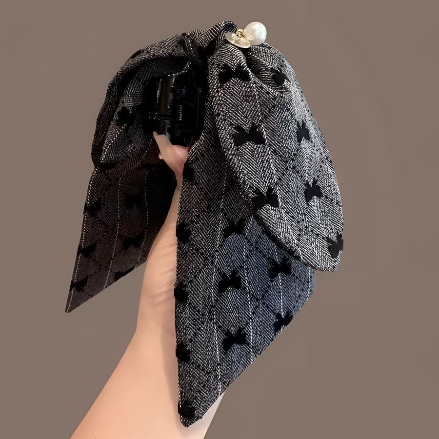 网红法式优雅蝴蝶结马尾抓夹千金风复古风洋气百搭后脑勺盘发头饰