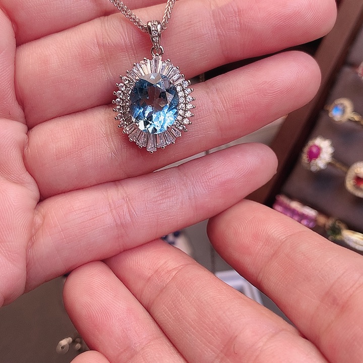 托帕石颈饰银S925镶嵌