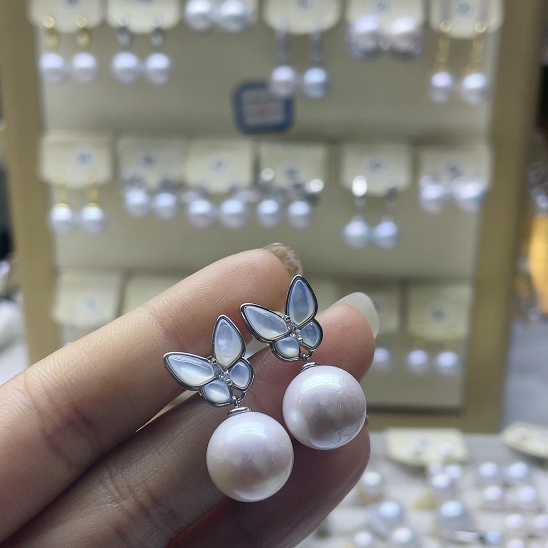 淡水珍珠耳饰银S925镶嵌