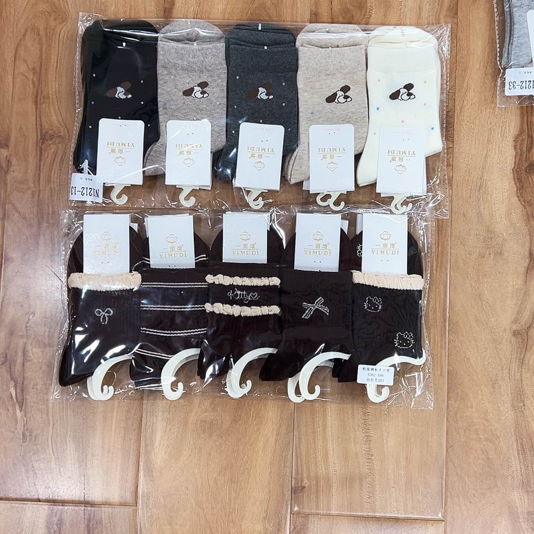 长绒棉两个图案拼音包女士袜子10双