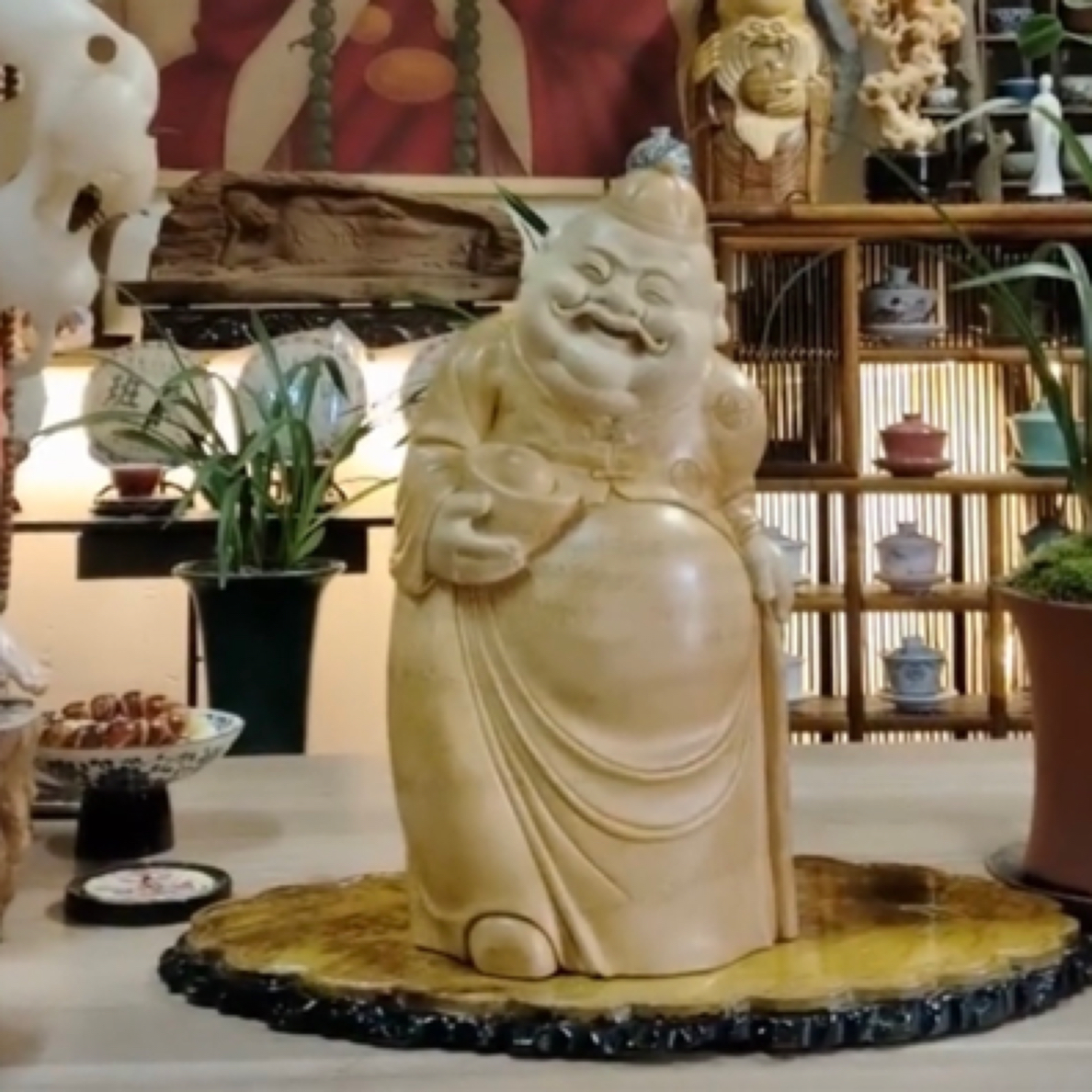 接财神啦纯手工雕刻竹雕财神爷迎财运竹根雕刻财运密码