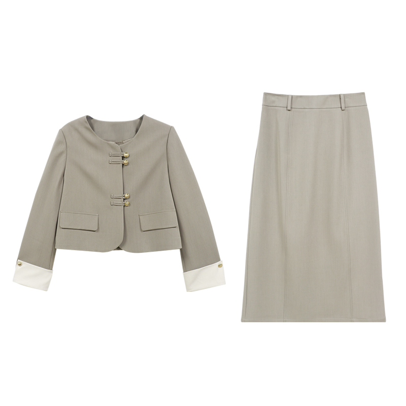 【撞色艺术】秋季经典的圆领设计增加服装视觉层次感套装DM21729