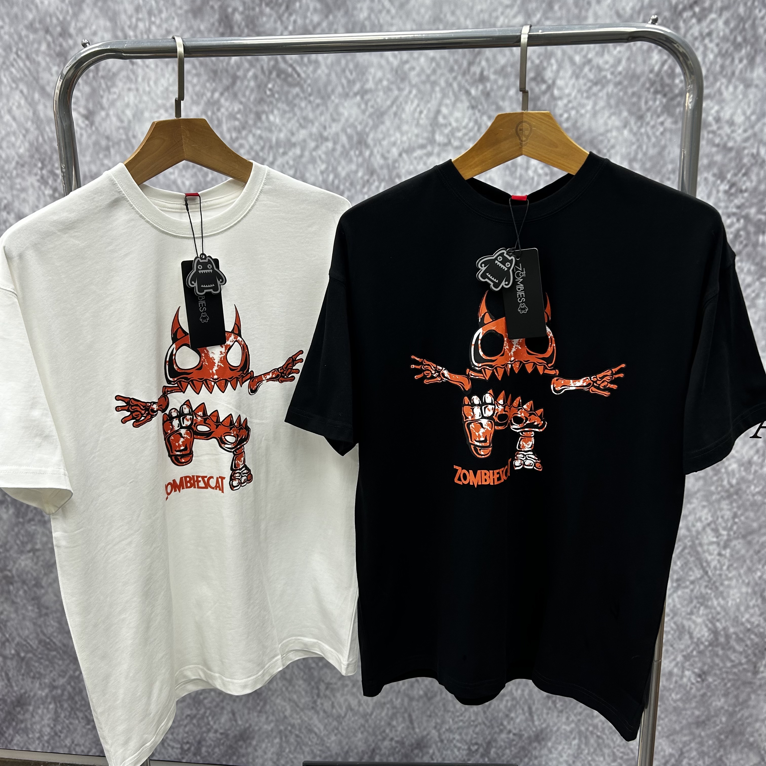 魔鬼猫情侣百搭撞色印花短袖804148