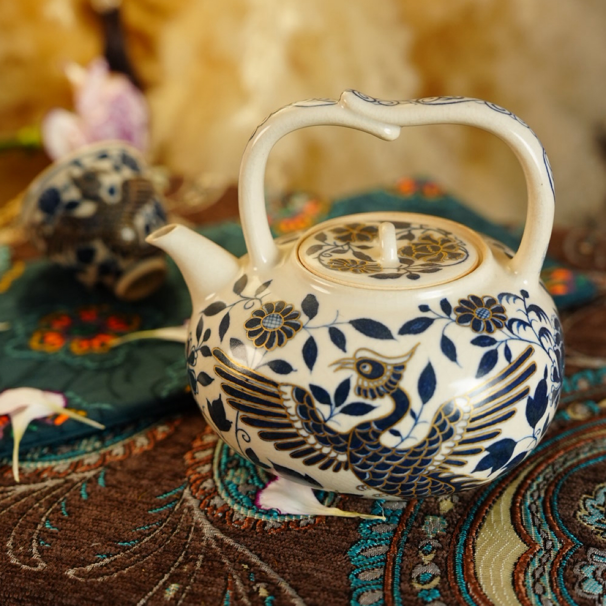 霖松堂相思泡茶壶穿凤花卉