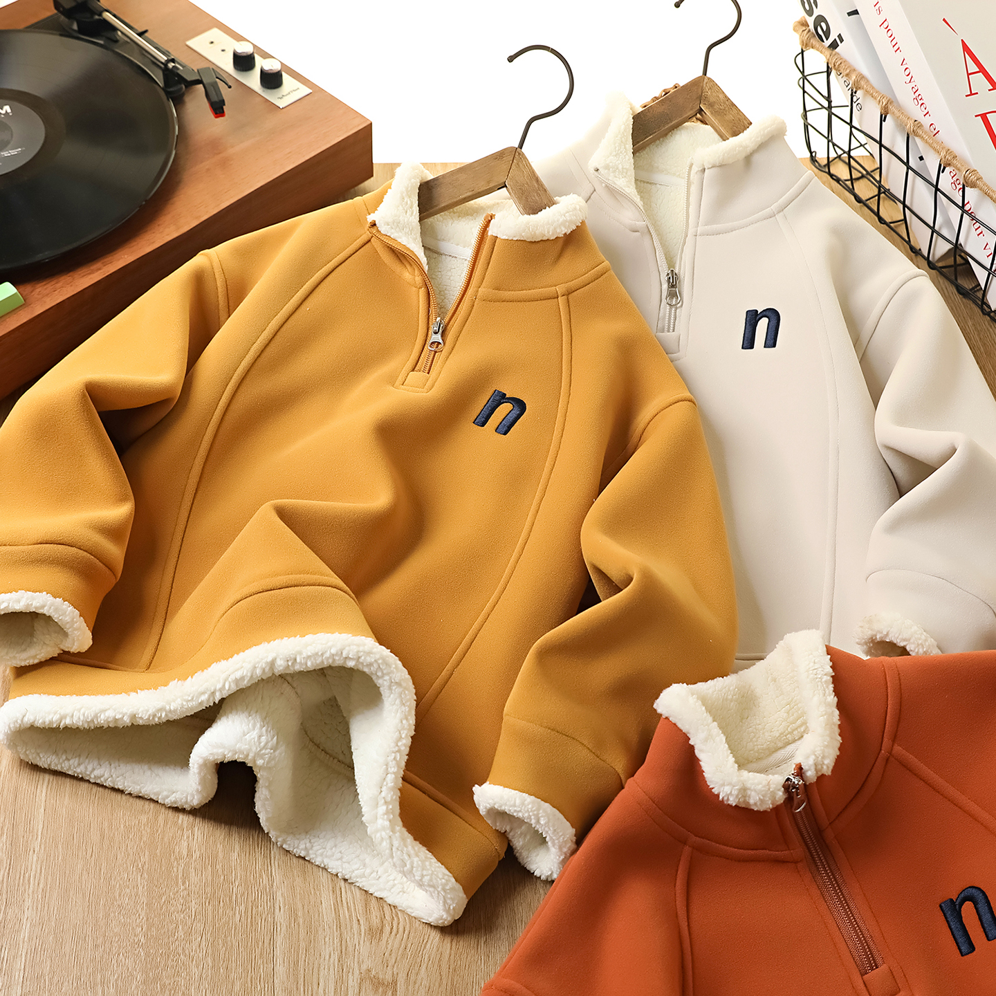 男童加绒加厚卫衣2025新款韩范中大童冬装半高领内搭打底衫保暖