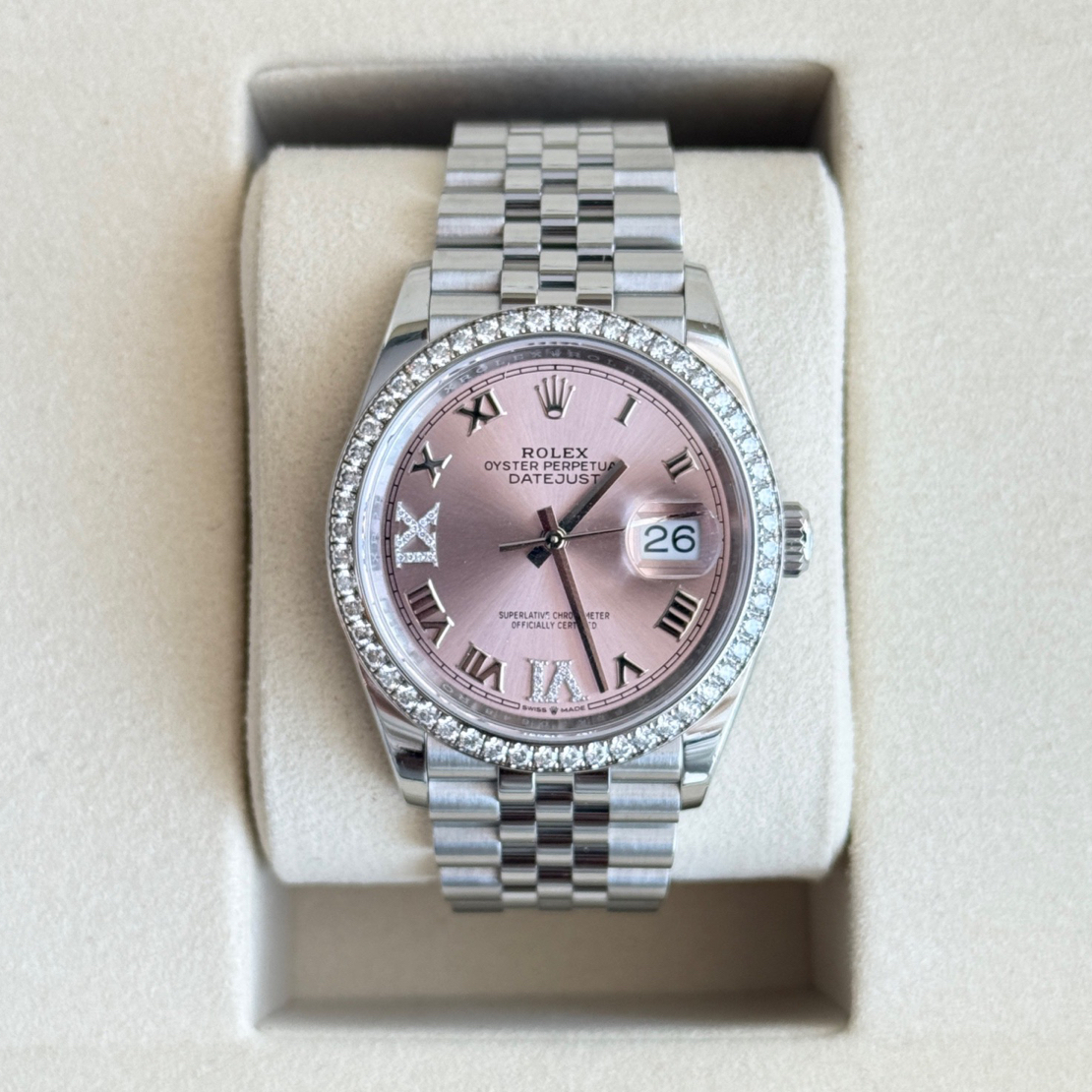 95新 Rolex/劳力士 劳力士日志型126284粉罗马22年二手