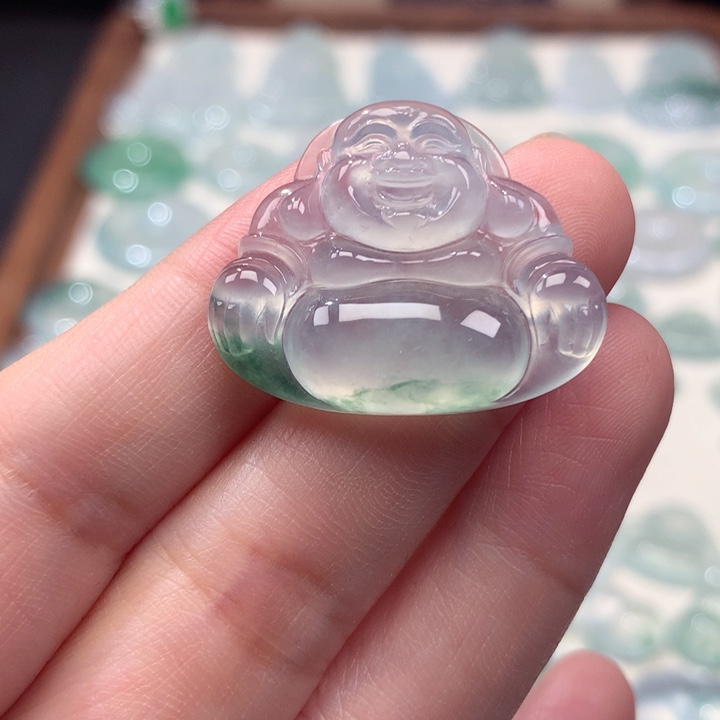 翡翠未镶嵌颈饰高冰飘花佛公