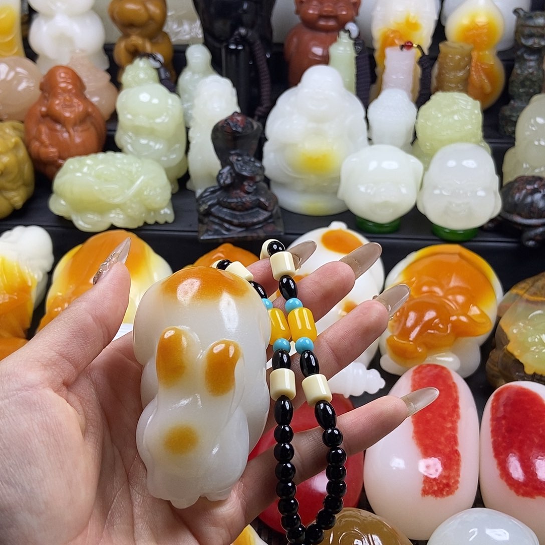 无花朵原石雕刻把件