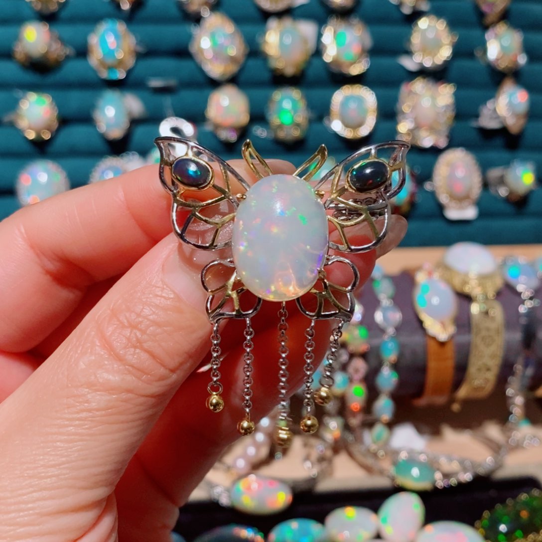 欧泊欧泊胸针吊坠两用款银S925镶嵌