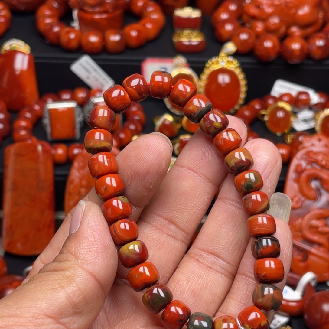 南红玛瑙珠宝奇石未镶嵌单圈8