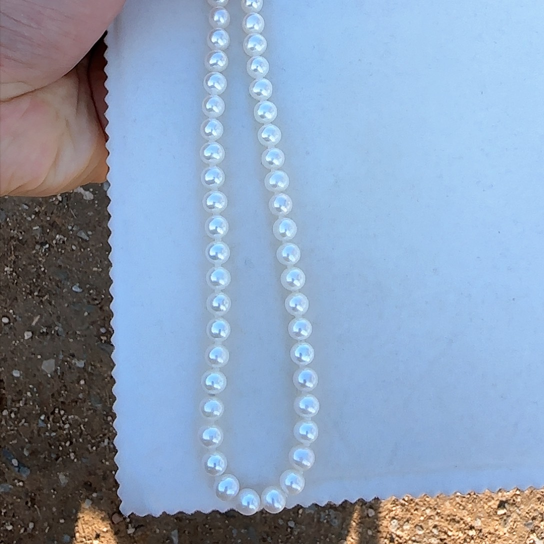 淡水珍珠颈饰银S925镶嵌7/8无核极光镜面正圆无暇