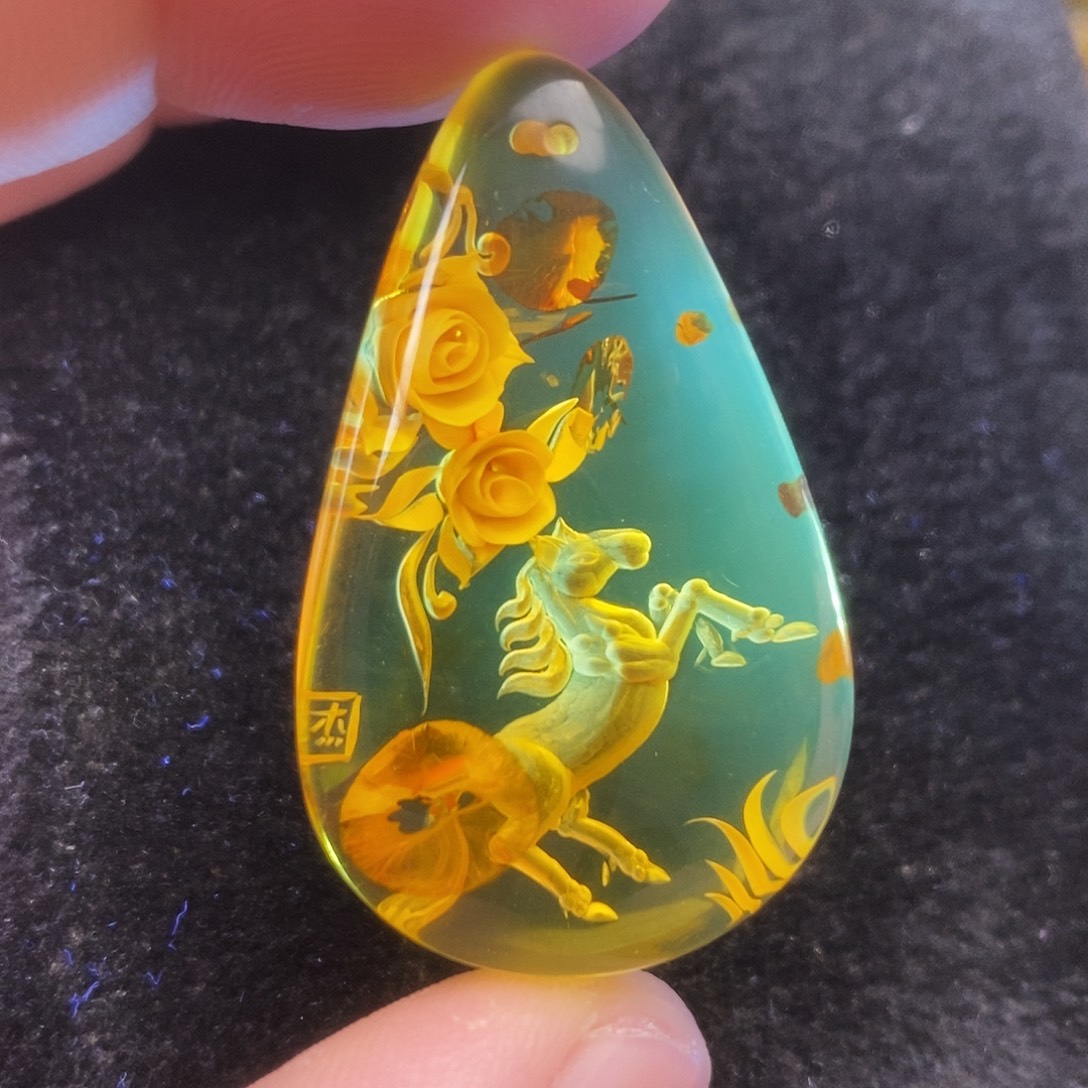 琥珀（花珀）未镶嵌吊坠(不含链)