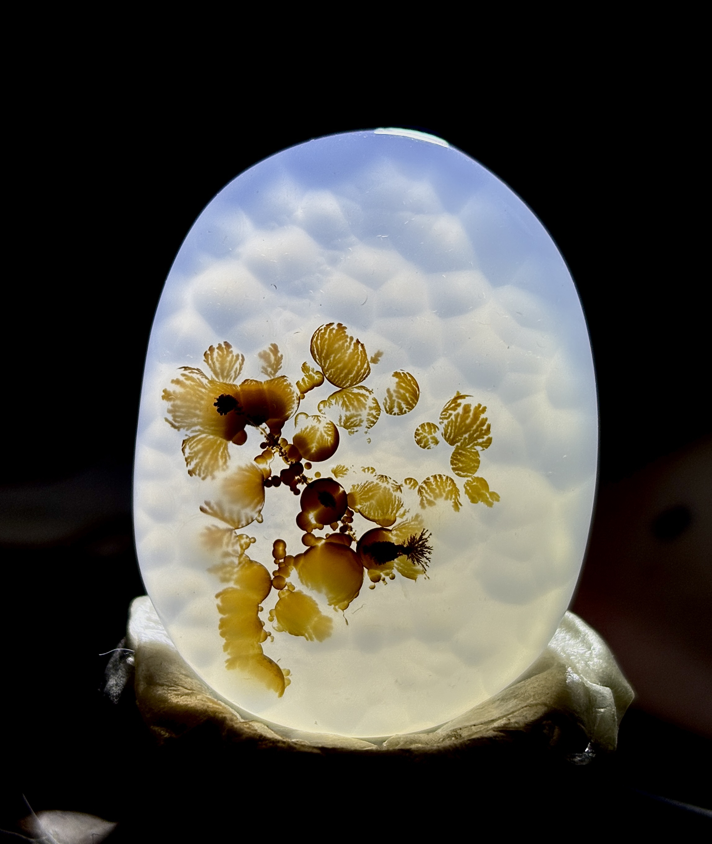 天然马达加斯加海洋玉髓甜美吊坠水滴草花山水意境象形灵摆件玉髓