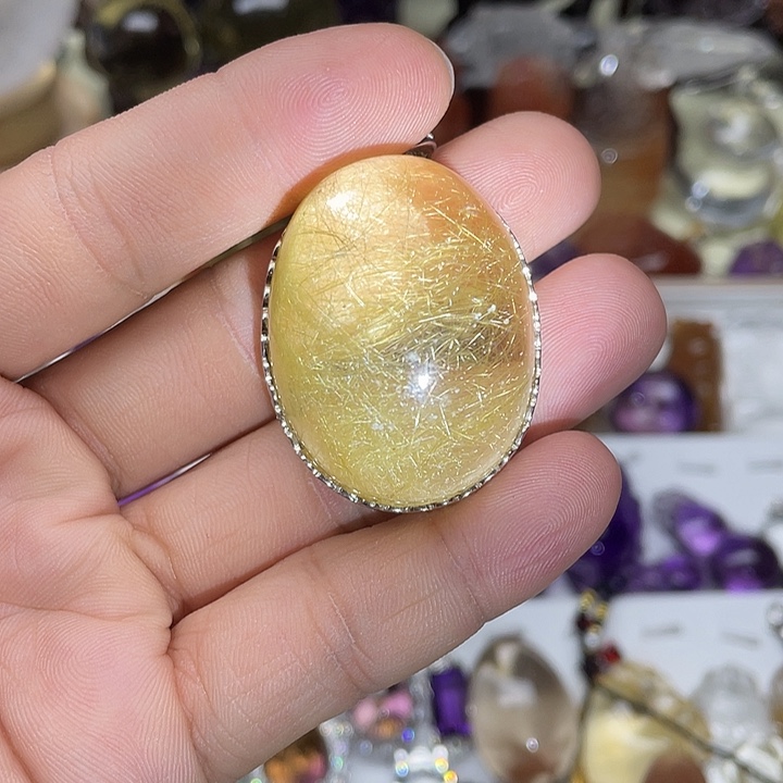 水晶颈饰银S925镶嵌发晶