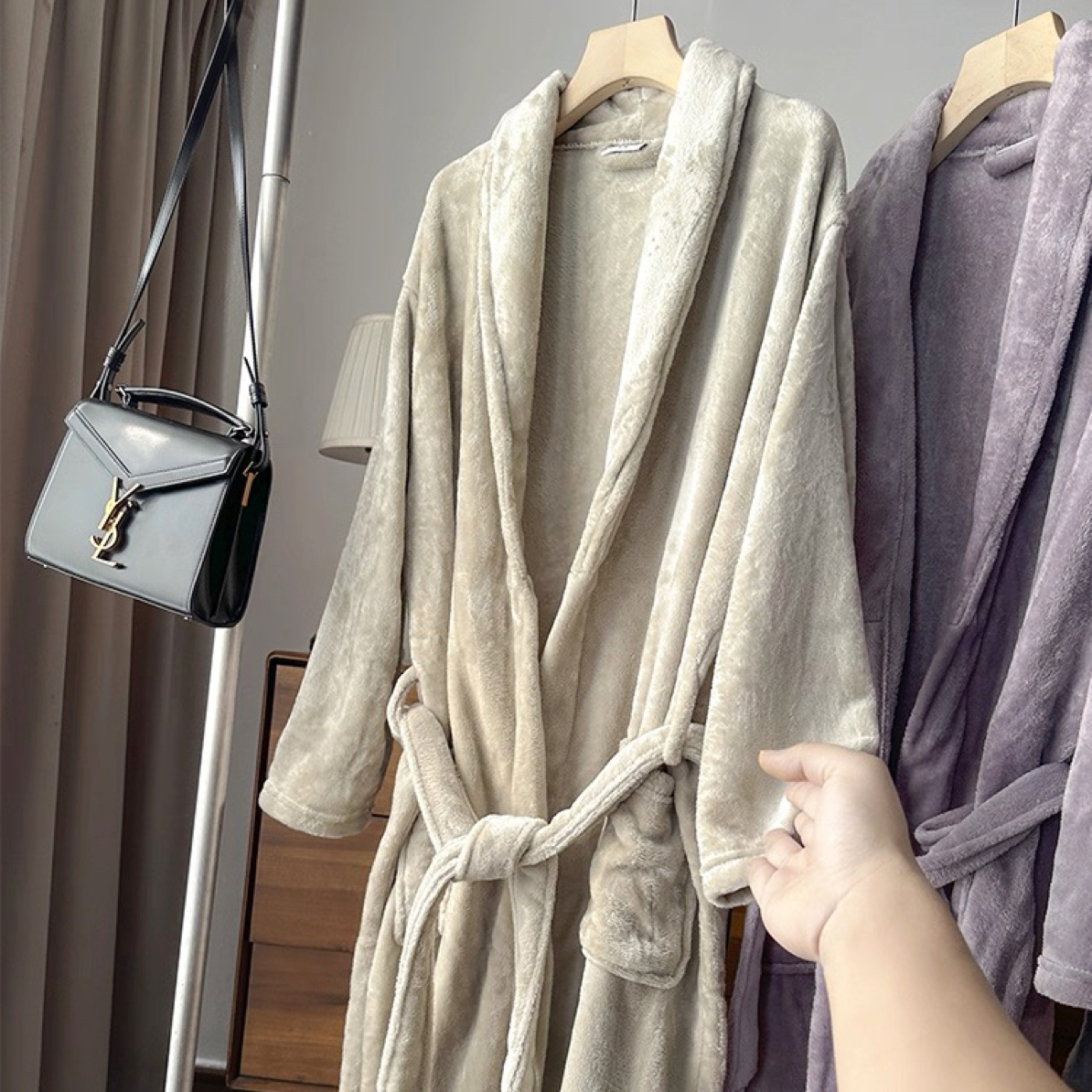 秋冬加厚情侣款法兰绒珊瑚绒保暖睡袍浴衣秋冬新