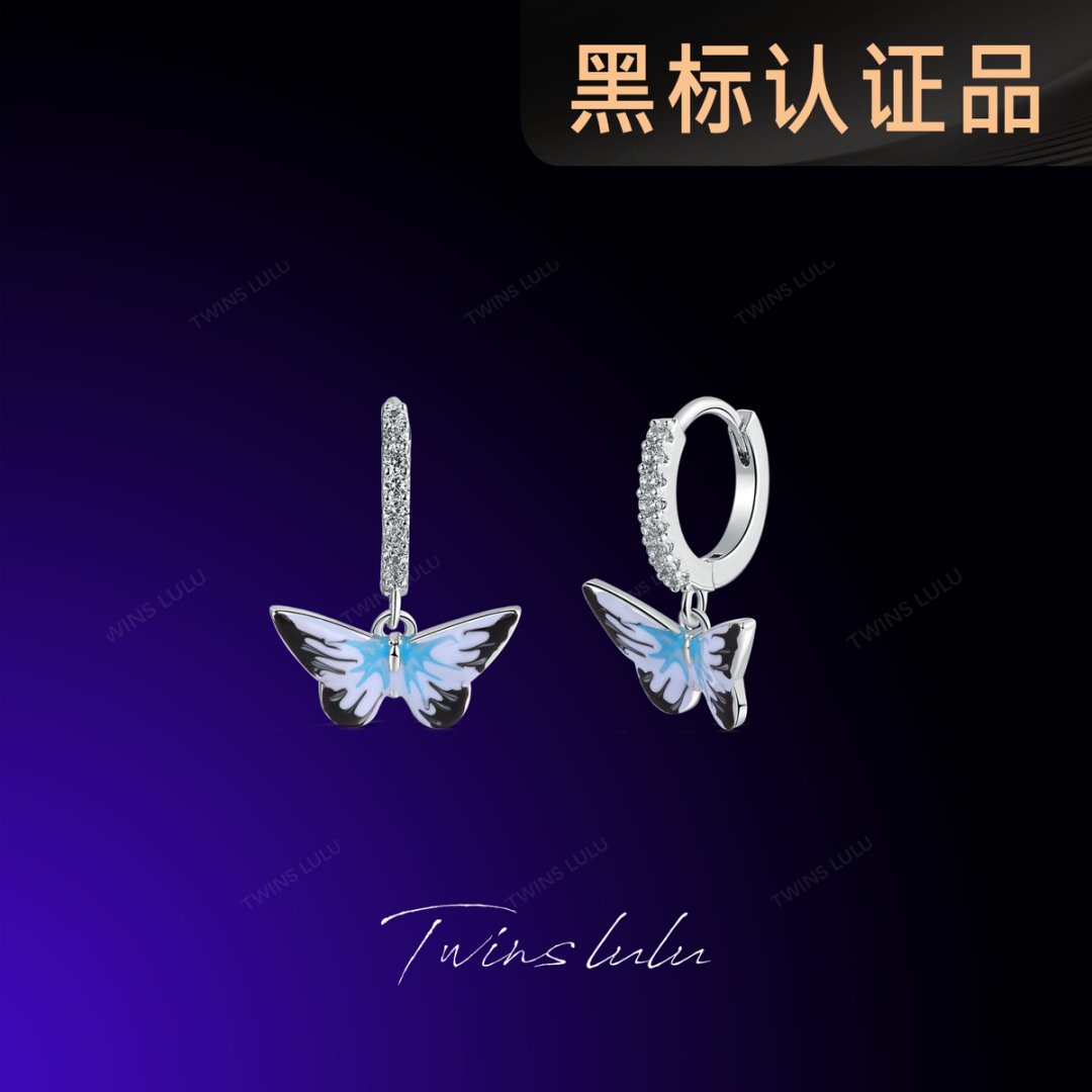 铜合金珐琅耳饰 TWINS LULU镀k金新款简约蝴蝶耳环夏上新TSL1875