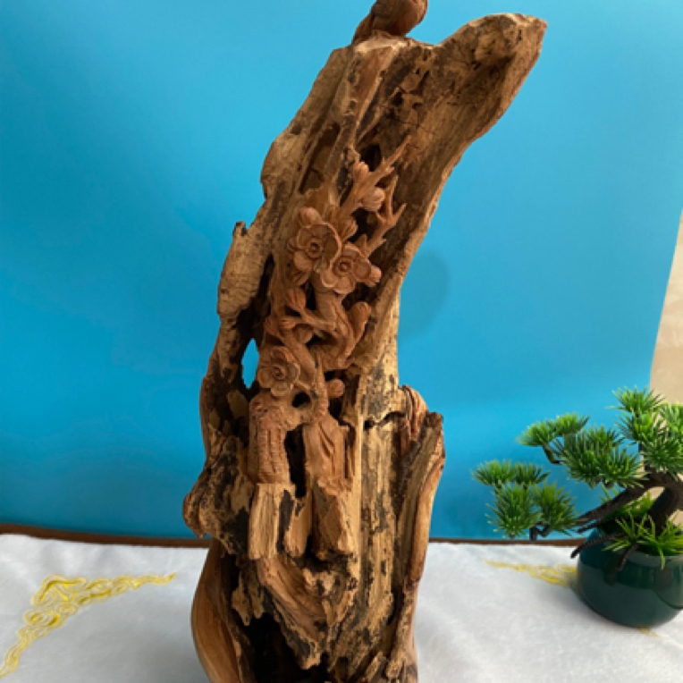 印度老山檀香风化老料喜上眉梢摆件工艺品