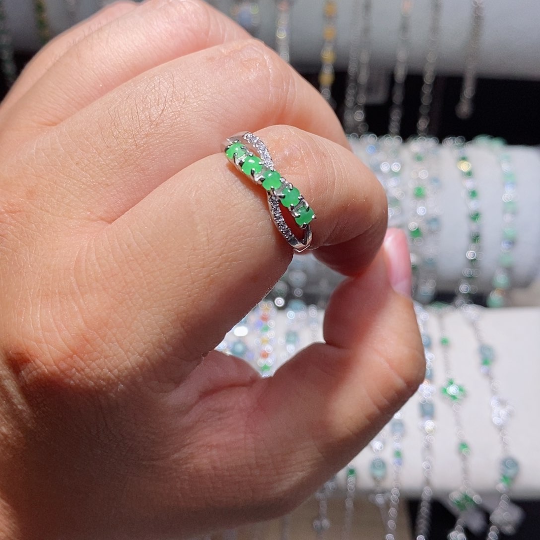 银S925镶嵌戒指翡翠kjj j