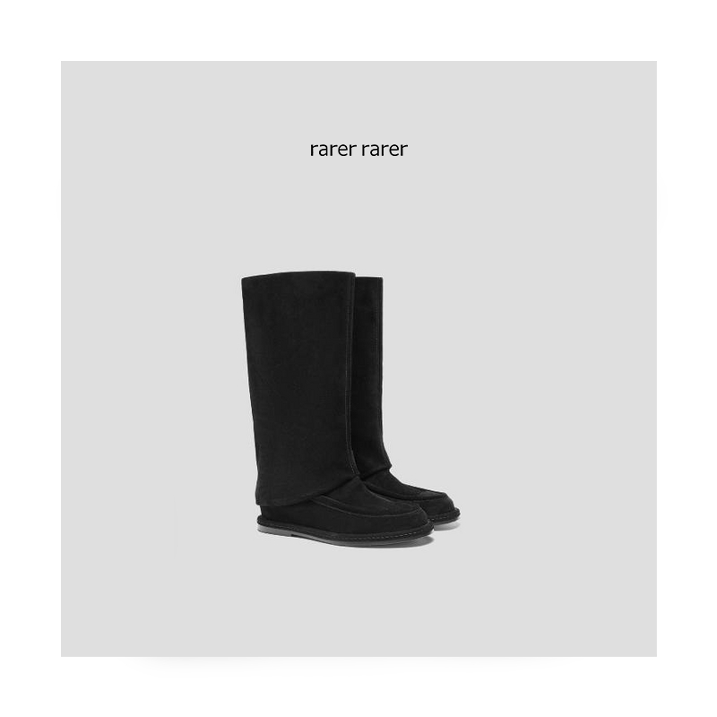 【rarer rarer】25AW秋冬黑色绒面羊皮长筒靴 2505065