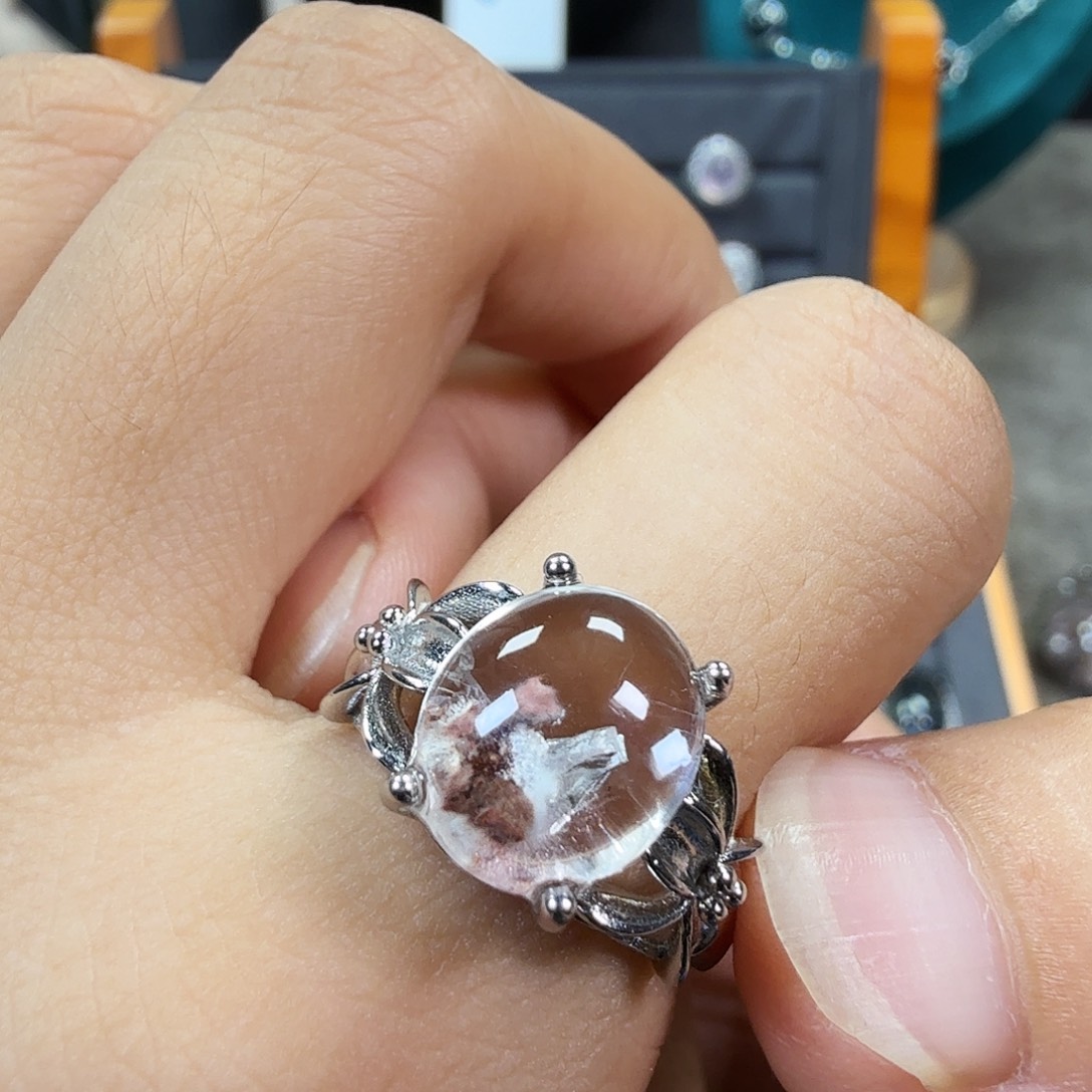水晶戒指银S925镶嵌