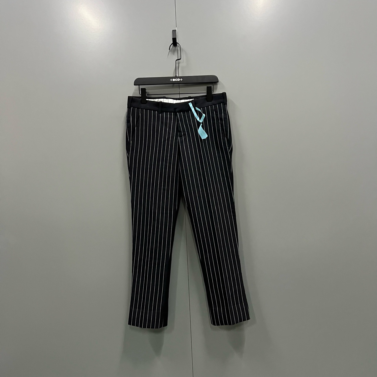 95新 Alexander McQueen/亚历山大·麦昆 （cc1）条纹长裤46码/破洞