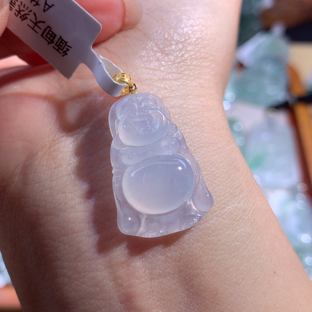 翡翠颈饰18K金镶嵌佛公