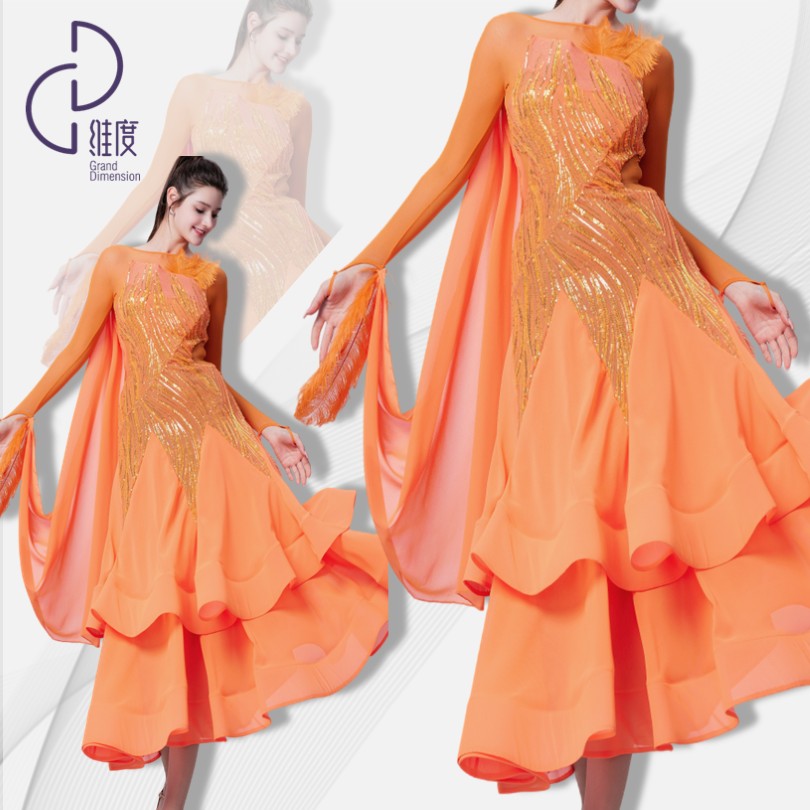 【维度舞服】SQ40新款连衣裙摩登蹈服练习服性感修身