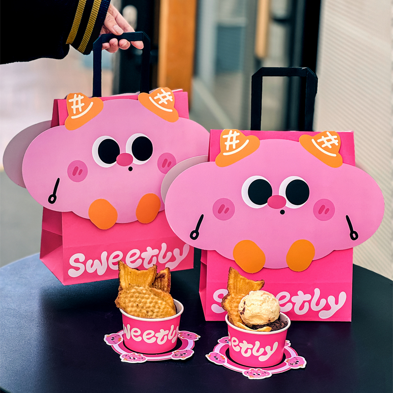 网红鲷鱼烧冰淇淋纸碗一次性酸奶盒子外卖酸奶纸杯商用定制