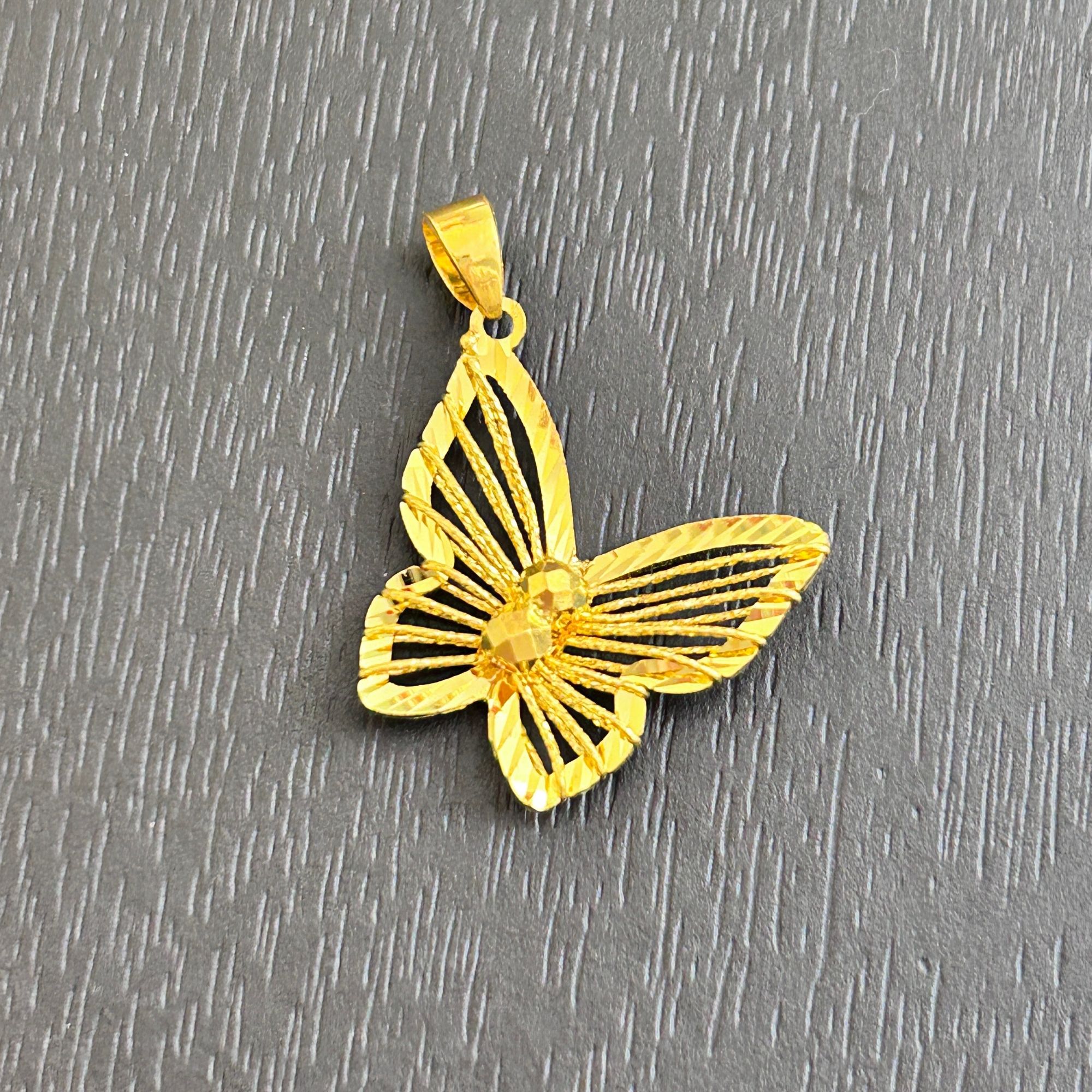 【店长专享】足金999 精工5G拉丝蹦迪珠蝴蝶吊坠ZBHJD1047