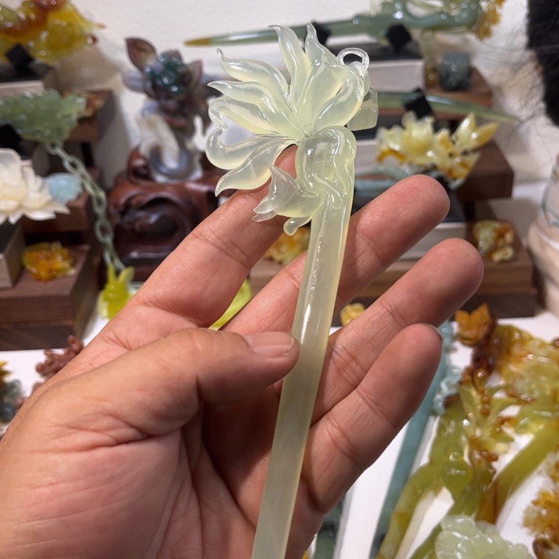 蛇纹石玉发簪合金?***?