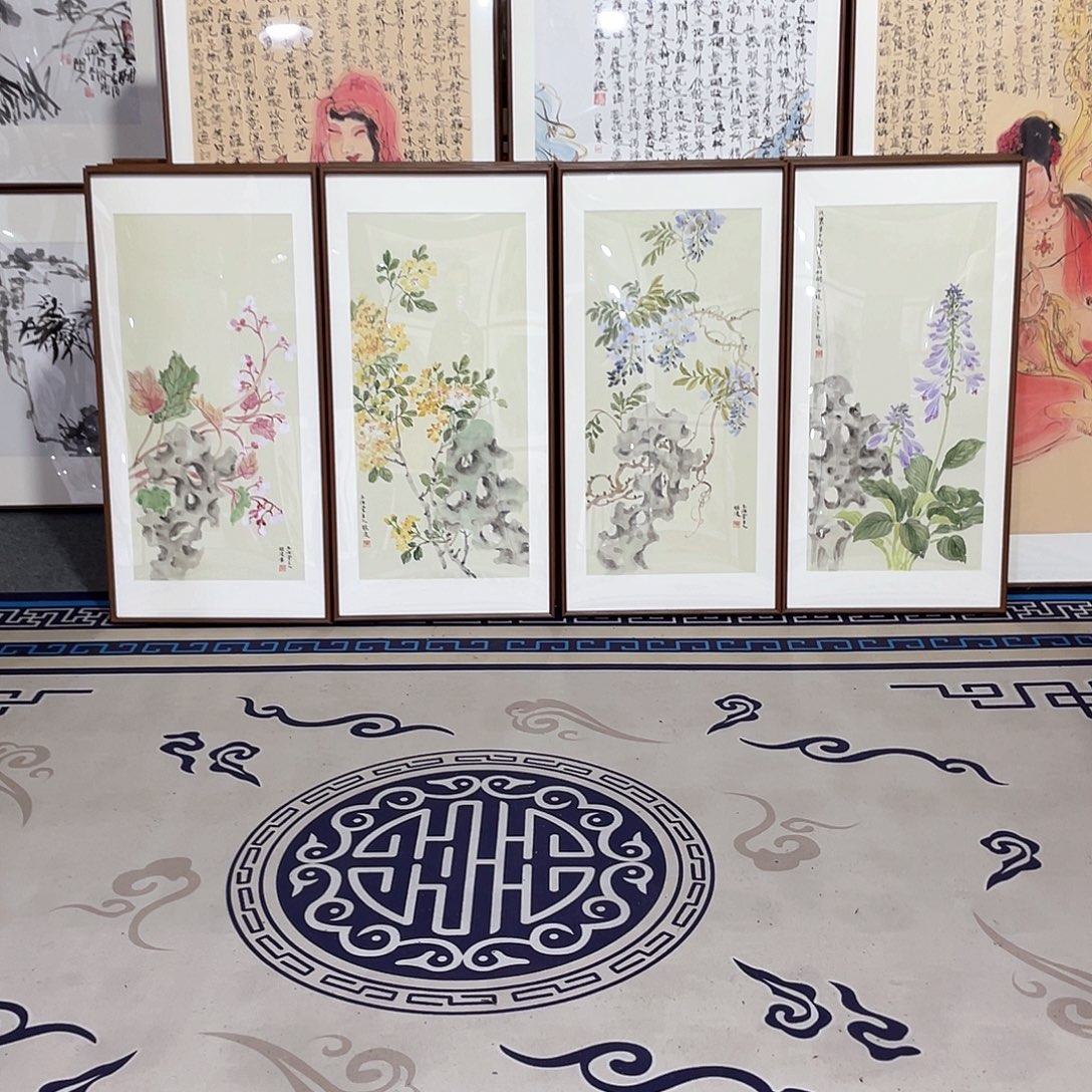 国画手绘画作品带框80/40