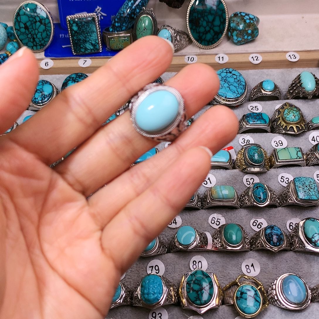 绿松石挂件银S925镶嵌