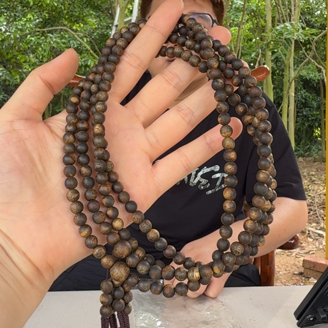 沉香碎屑沉香海南红骨凹身圆珠06*16 多样性发一