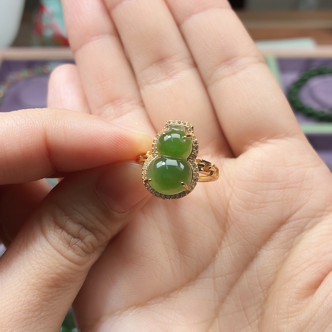 和田玉（碧玉）银S925镶嵌戒指