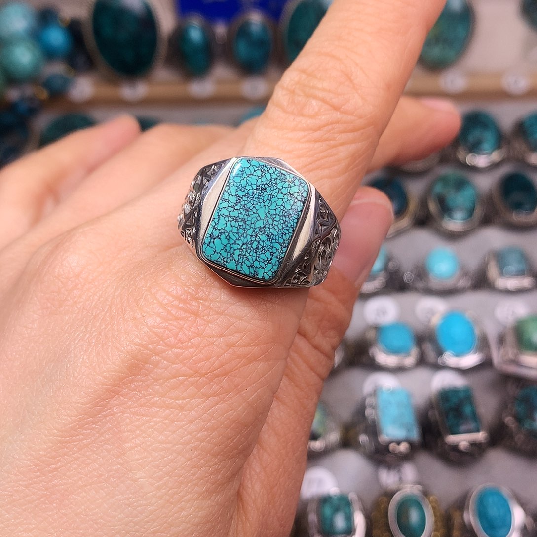 绿松石挂件银S925镶嵌