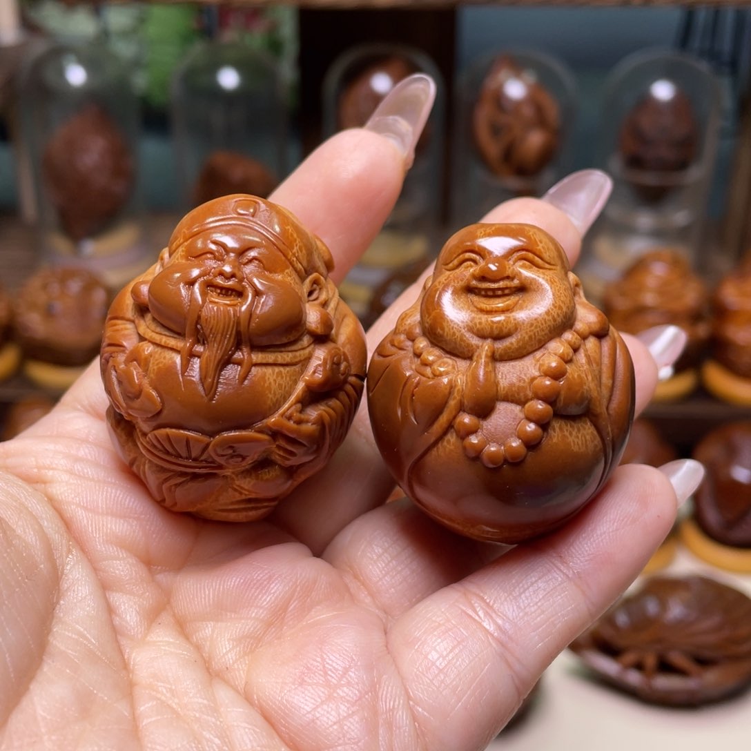 橄榄核吊坠财迷一对 