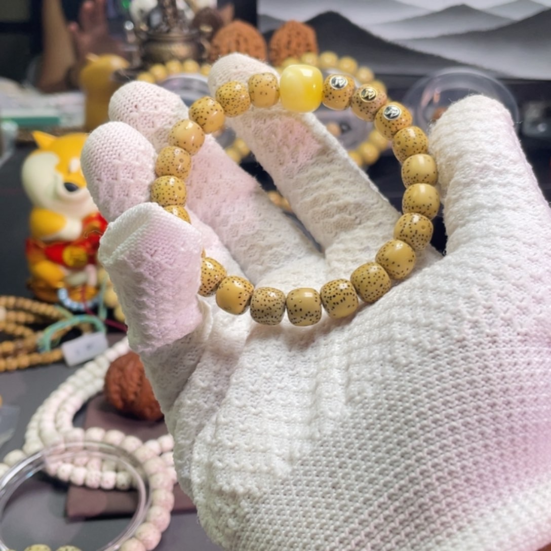 手串星月菩提来***吧原生态星月菩提原白手串