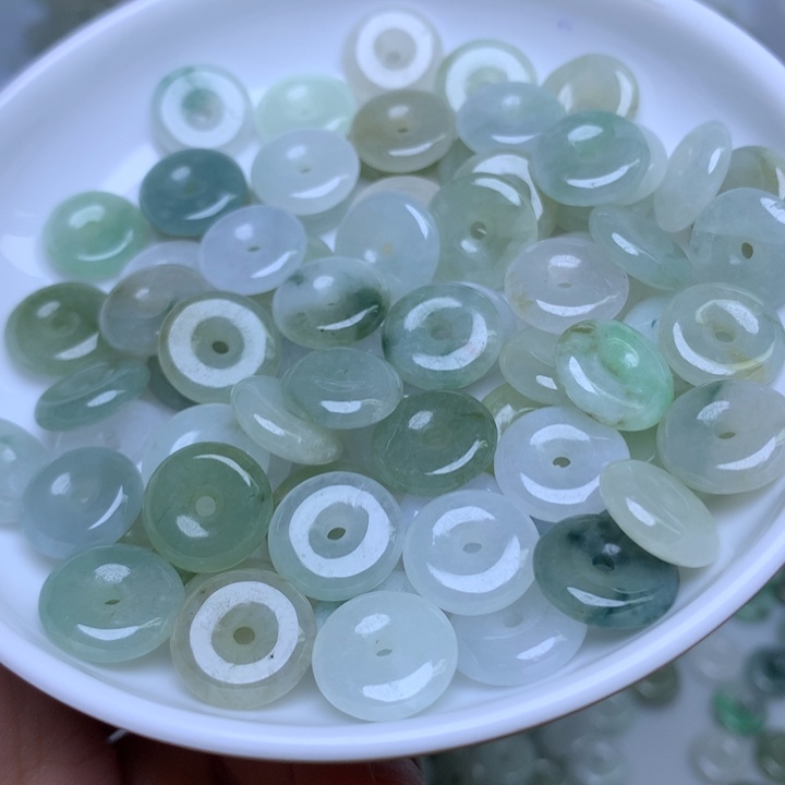 散珠翡翠卡12.7冰晴平安扣10个