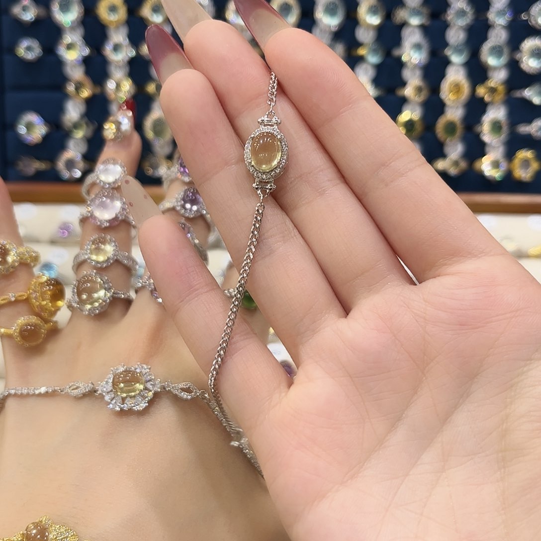 黄晶女款银S925镶嵌我***.手链88