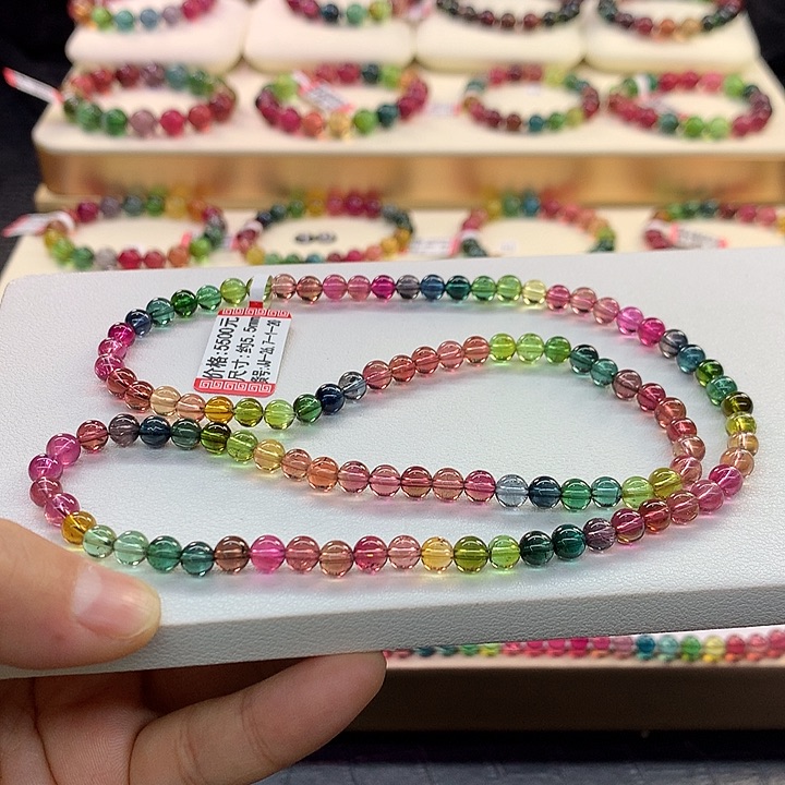 碧玺手链未镶嵌彩虹手串