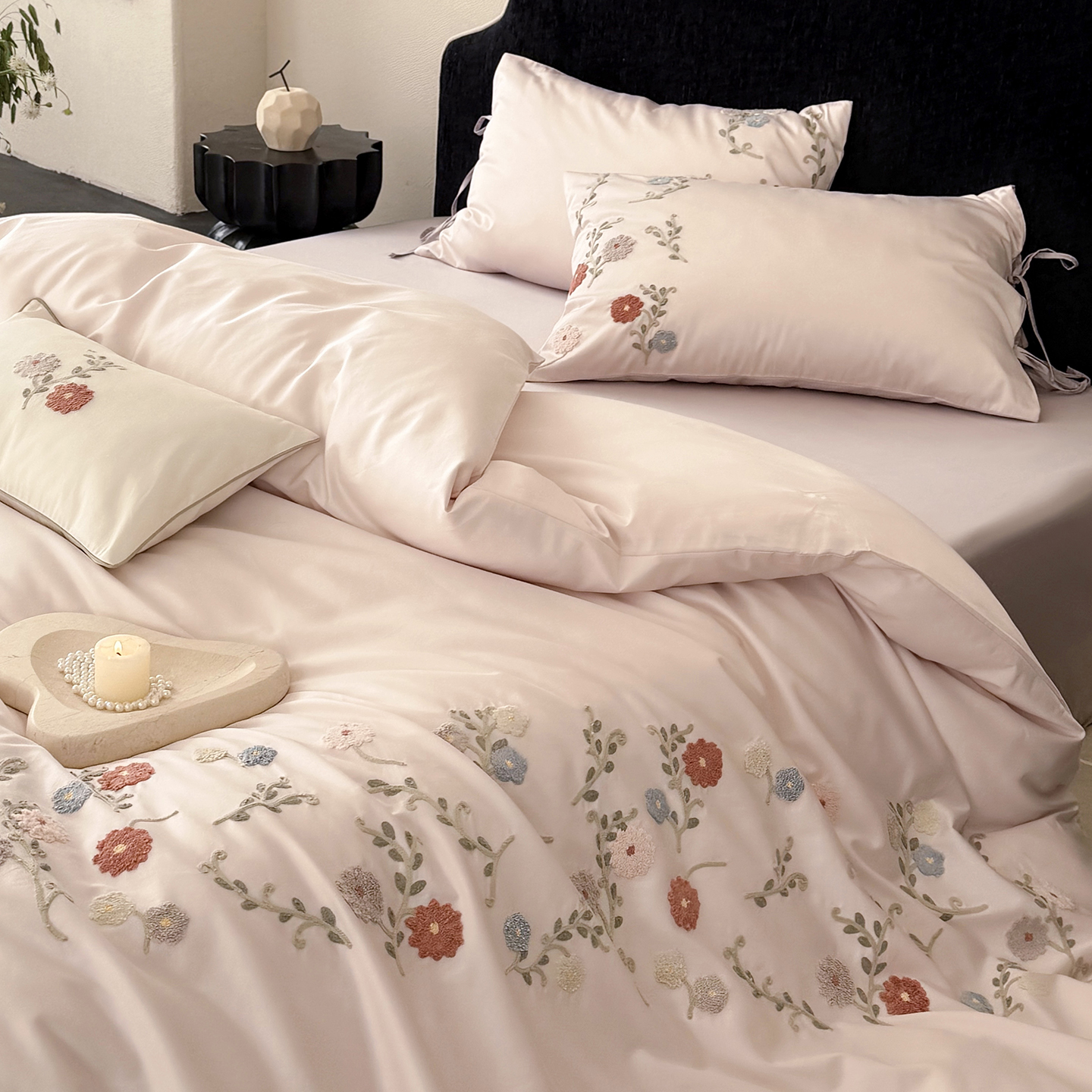 2026春季新品100S长绒棉四件套全棉毛巾绣被套床单少女心床上用品