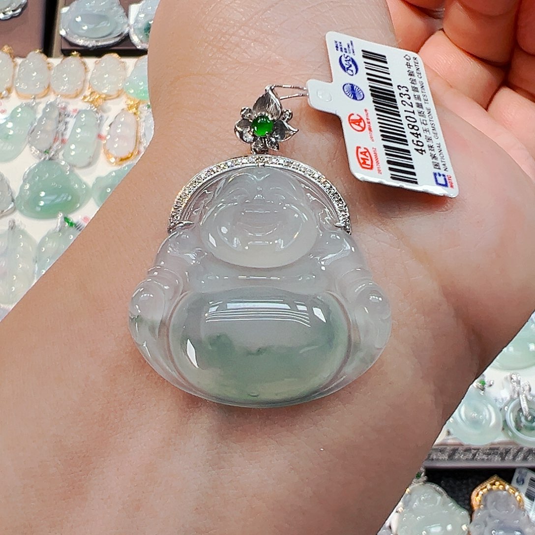 翡翠18K金镶嵌吊坠(不含链)佛公