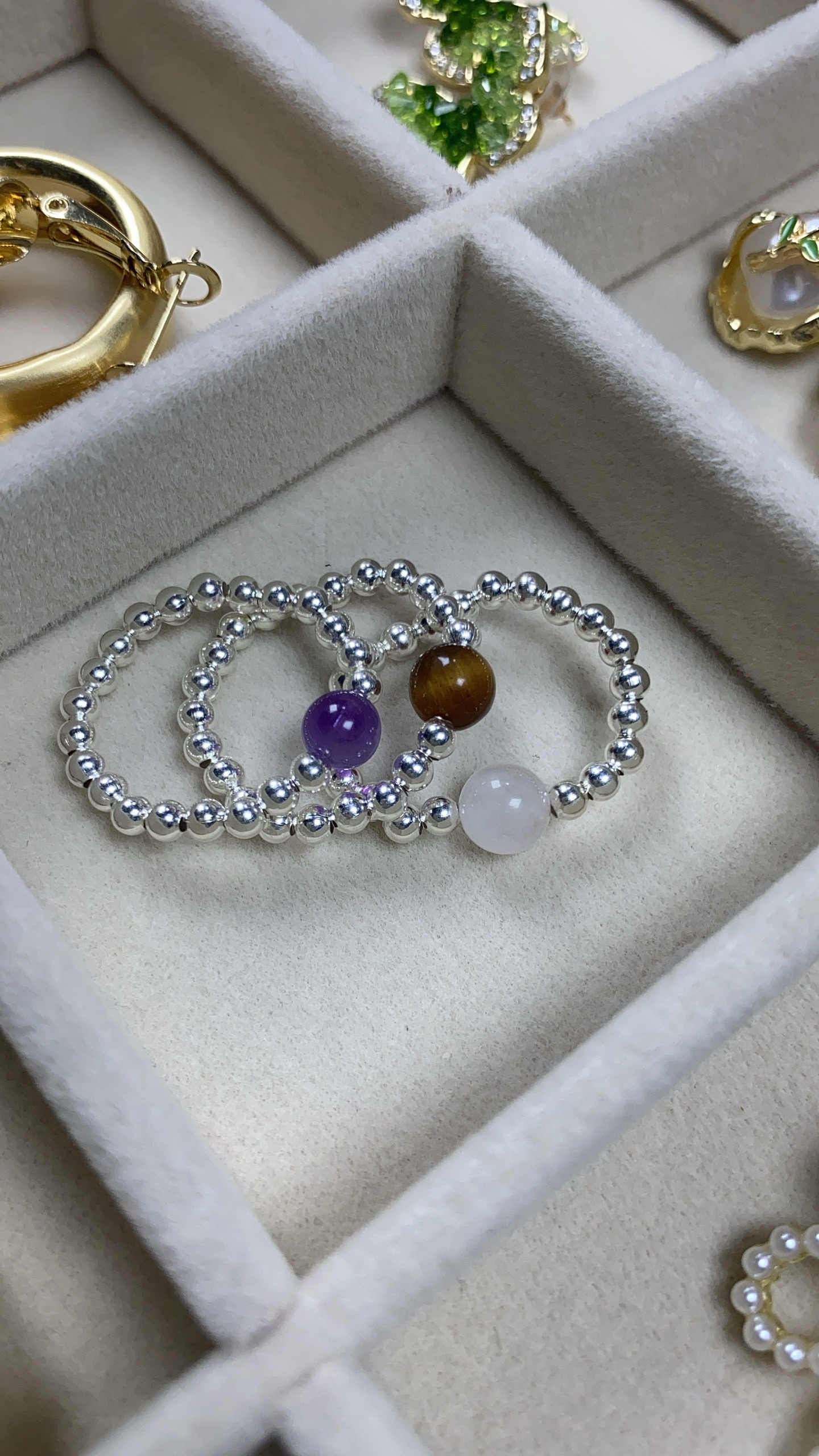 非金属仿水晶戒指 925纯银港号13号弹力可调节日韩女素款手工仙女