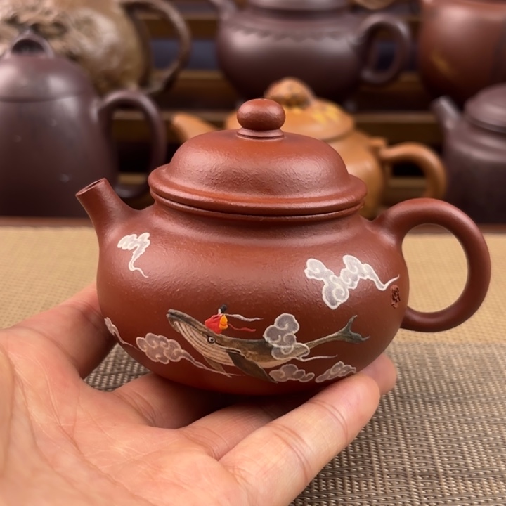 茶壶紫砂海纳百川原矿朱泥容天