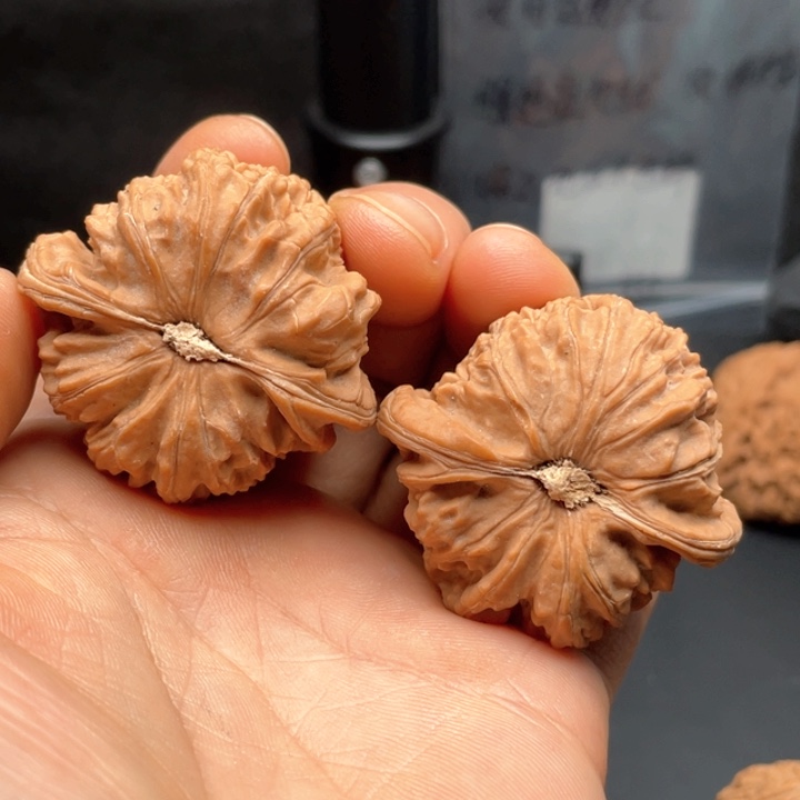 万***水文玩核桃把件三角白41 37 35