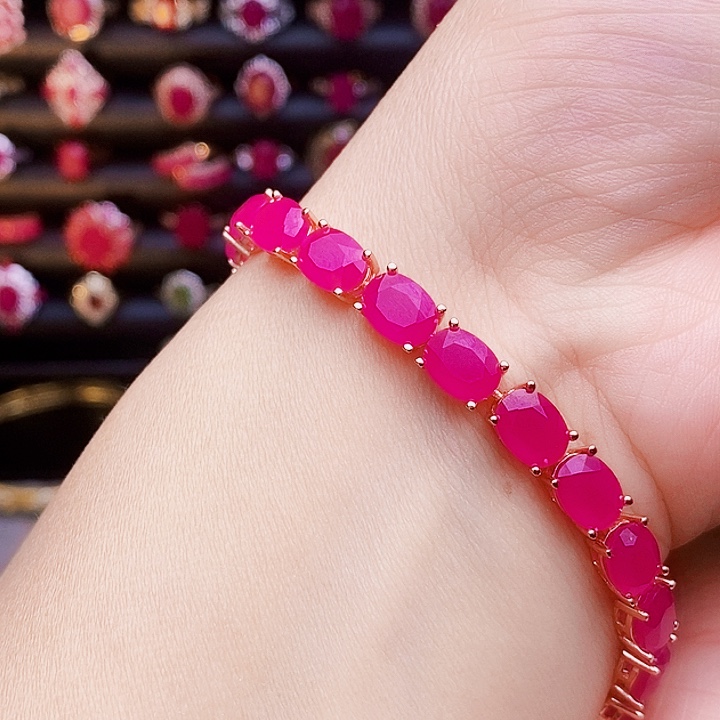 红宝石手链银S925镶嵌