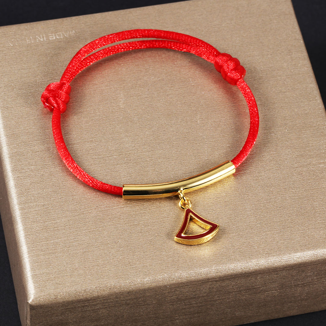 铜合金珐琅手链 25蛇年本命年蛇头红手绳男女同款红绳珐琅手链